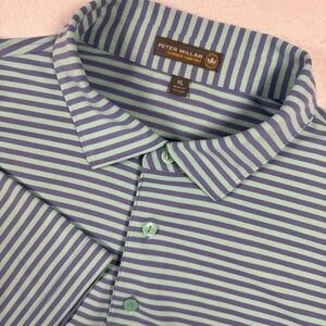 Peter Millar Men’s XL Summer Comfort Polo Purple Mint Stripe